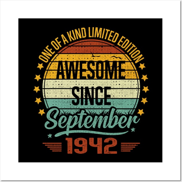 80 Year Old Awesome Since September 1942 Gift 80th Birthday Wall Art by sufian